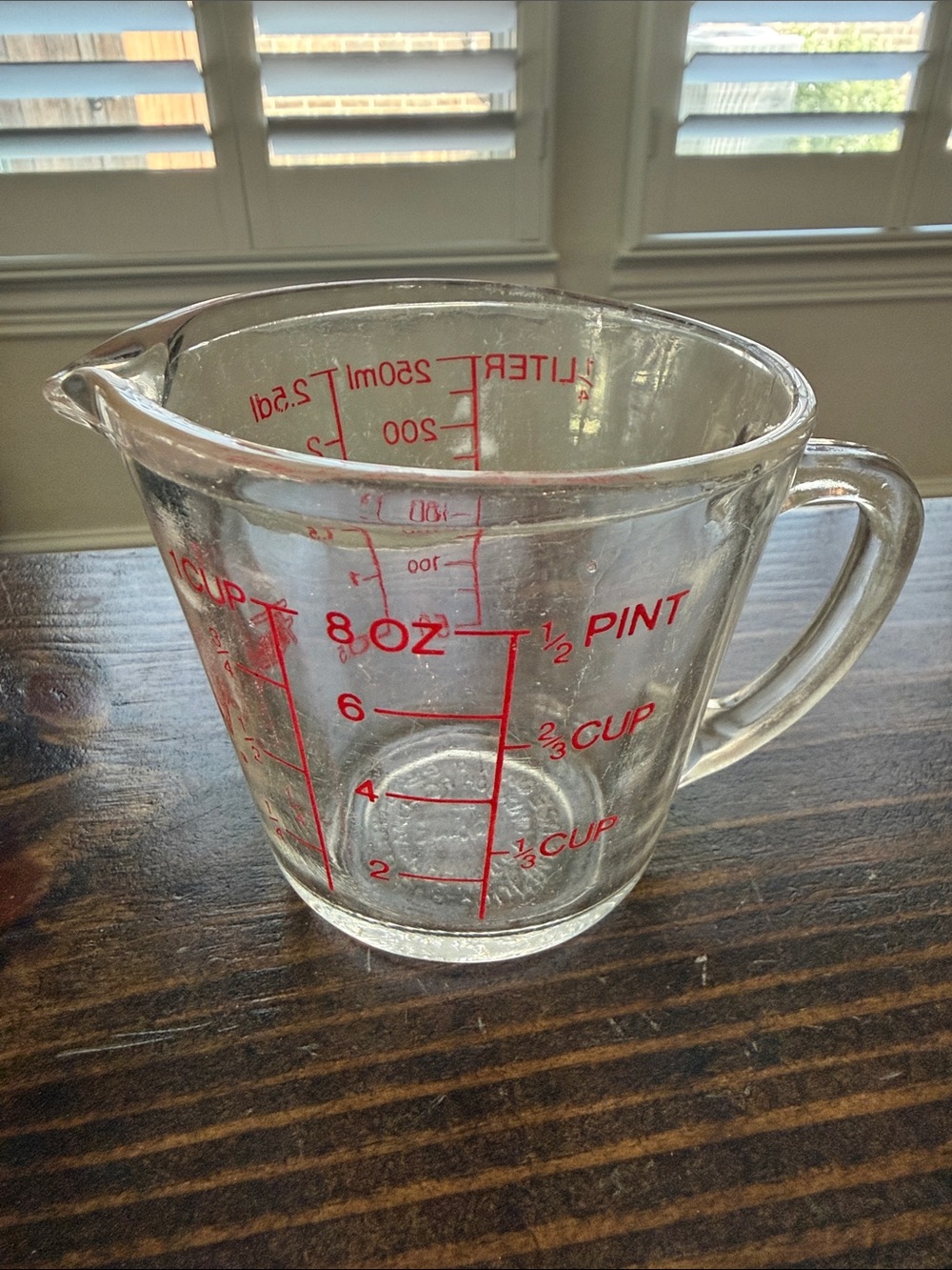 Fire King Glass Measuring Cup with Red Markings